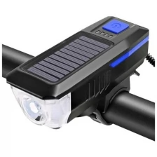 Велосипедный аккумуляторный фонарик с сигналом /солнечной батарейкой